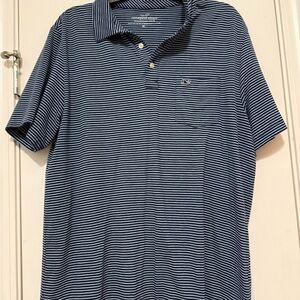 Vineyard Vines Navy and White Striped Polo Shirt